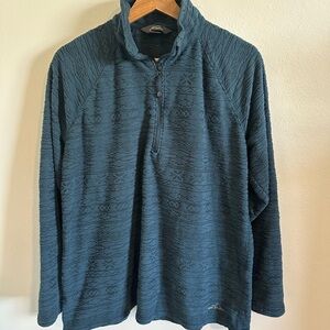 Eddie Bauer Navy Textured Quarter-Zip Pullover